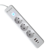 Купить оптом Удлинитель с заземлением 3 м, 3 розетки, 2 USB порта, Type C, "MAXIMUM" MX 12486 (2585) Удлинитель с заземлением 3 м, 3 розетки, 2 USB порта, Type C, "MAXIMUM" MX 12486 (2585) оптом