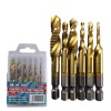 Сверла с метчиком HSS 6 предметов, М 3-М 10, шестигранный хвостовик, "MAXIMUM" MX 15609 Сверла с метчиком HSS 6 предметов, М 3-М 10, шестигранный хвостовик, "MAXIMUM" MX 15609