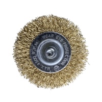 Купить оптом Щетка для дрели плоская  65 мм, 2,5 ", латунированная, волнистая проволока,"MAXIMUM" MX 17832 Щетка для дрели плоская  65 мм, 2,5 ", латунированная, волнистая проволока,"MAXIMUM" MX 17832 оптом