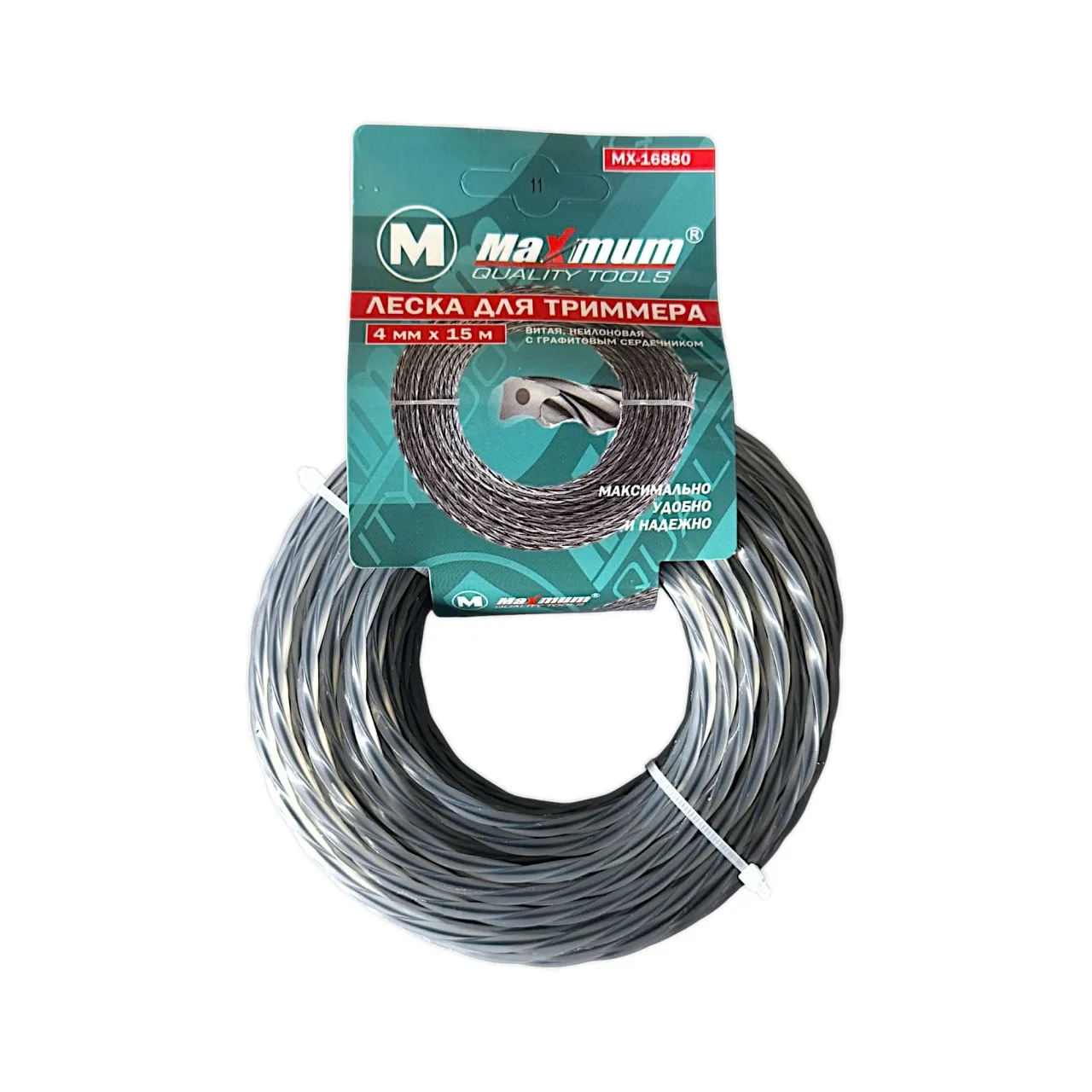 Леска для триммера 4 мм x 15м, витая, нейлоновая с графитовым сердечником (3544) Леска для триммера 4 мм x 15м, витая, нейлоновая с графитовым сердечником (3544)
