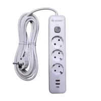 Удлинитель с заземлением 5 м, 3 розетки, 2 USB порта, Type C, "MAXIMUM" МХ 12493 (2586) Удлинитель с заземлением 5 м, 3 розетки, 2 USB порта, Type C, "MAXIMUM" МХ 12493 (2586)