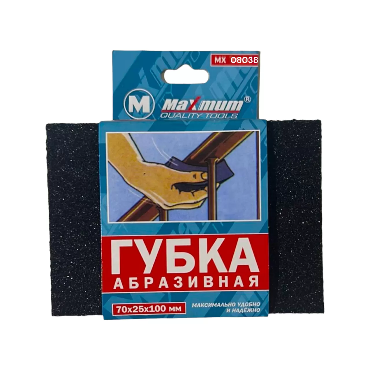 Абразивная шлифовальная губка P60, 70x25x100 мм, "MAXIMUM" MX 08038 Абразивная шлифовальная губка P60, 70x25x100 мм, "MAXIMUM" MX 08038